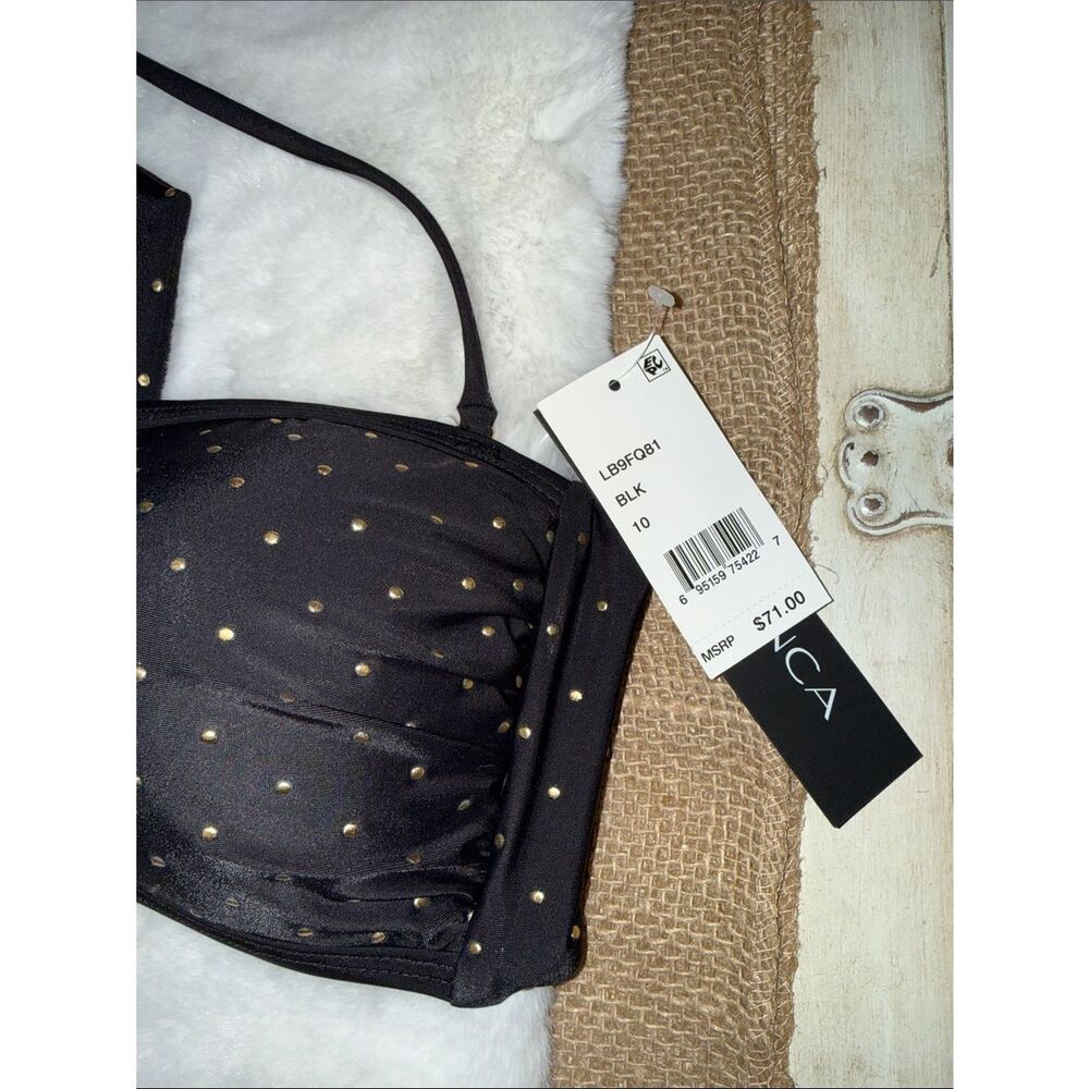 La Blanca Black Bandeau Bikini with Gold Studs - Picture 8 of 8